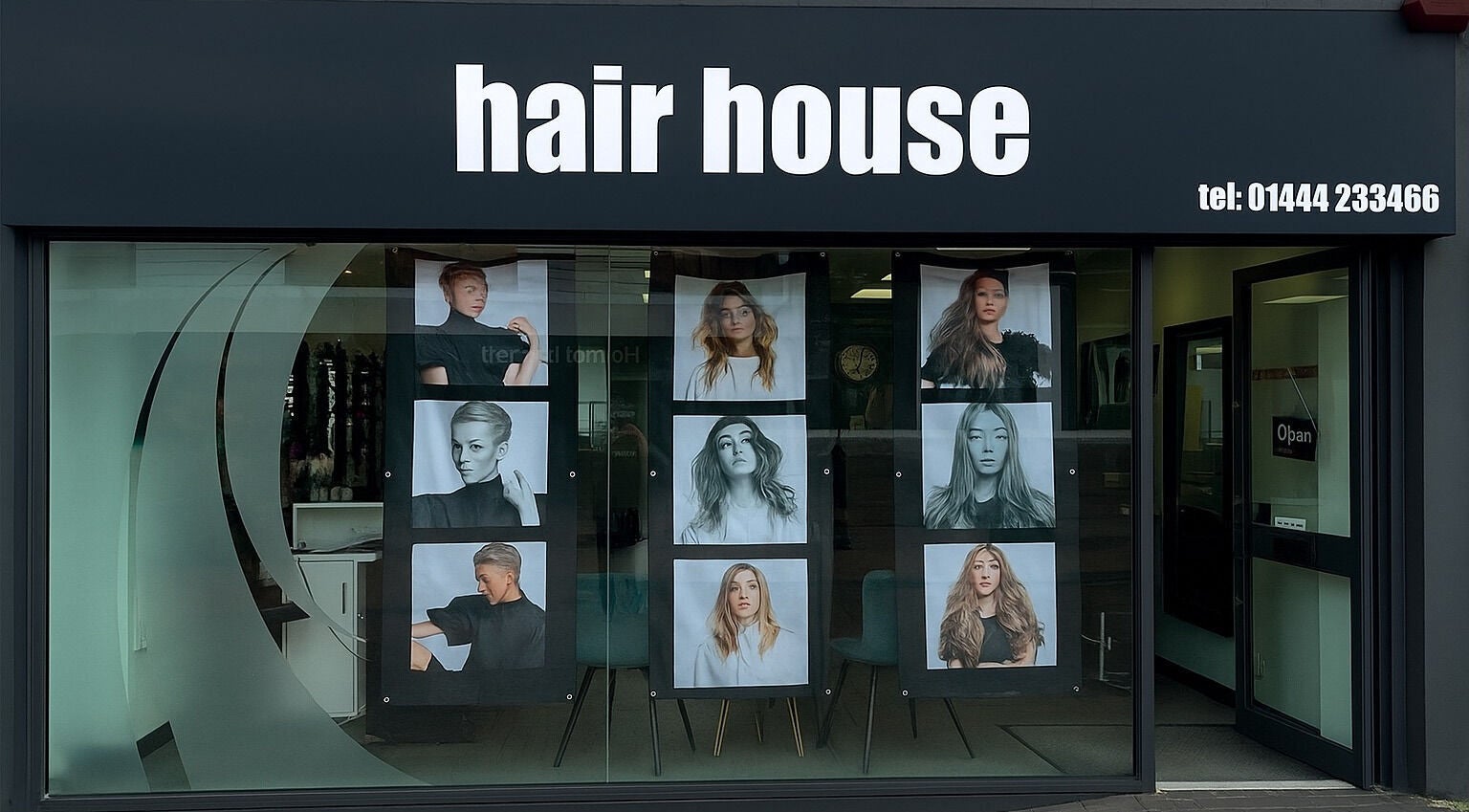 Exterior view of Hair House - Burgess Hill featuring stylish images, located in Burgess Hill, England, GB.