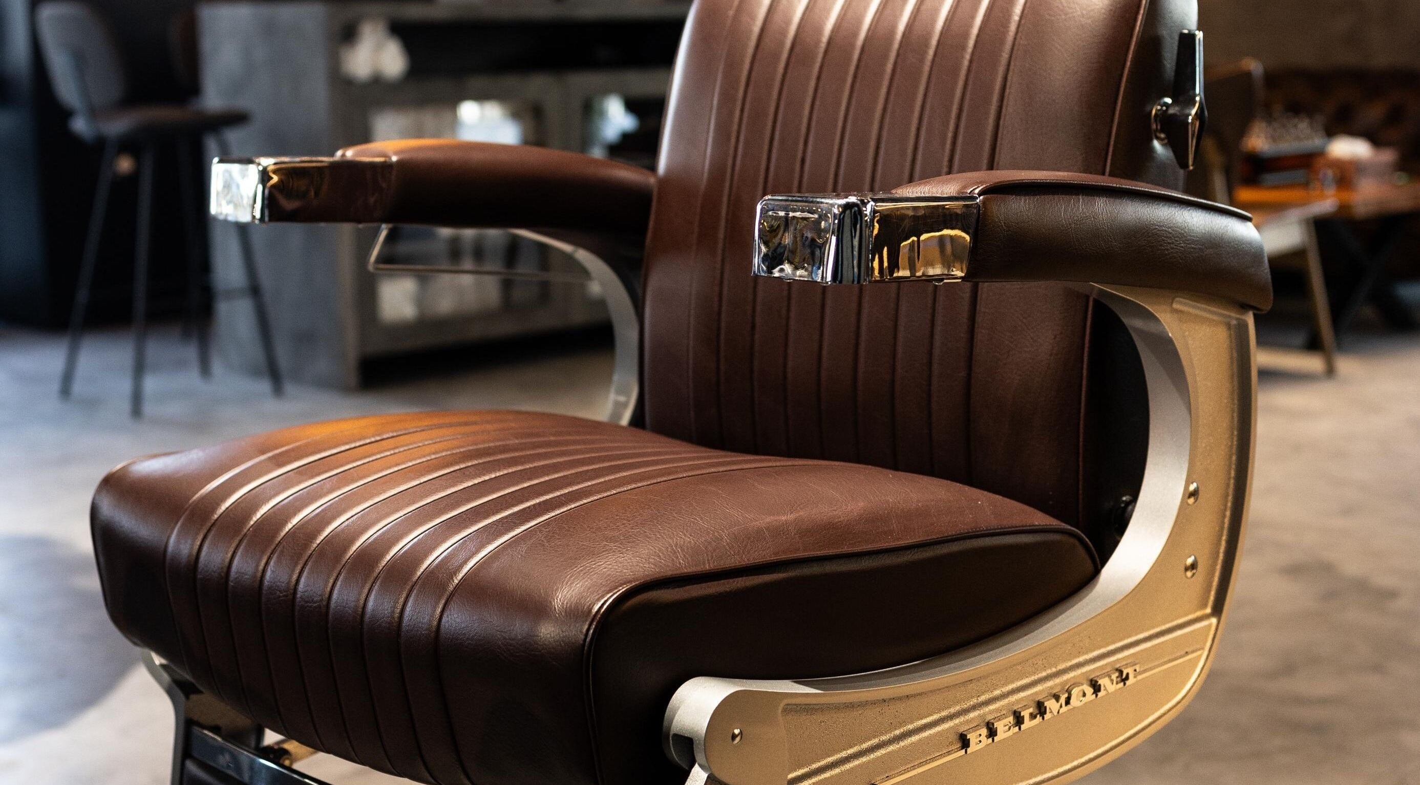 Elegant barber chair at Stache & Co. Barbershop - Reem Central Park, Abu Dhabi, Abu Dhabi, AE.