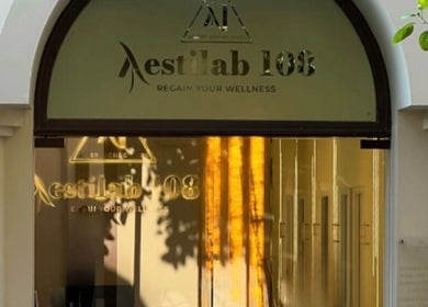 Entrance of Aestilab 108 Clinic in Dubai, Dubai, AE, displaying a welcoming decor.