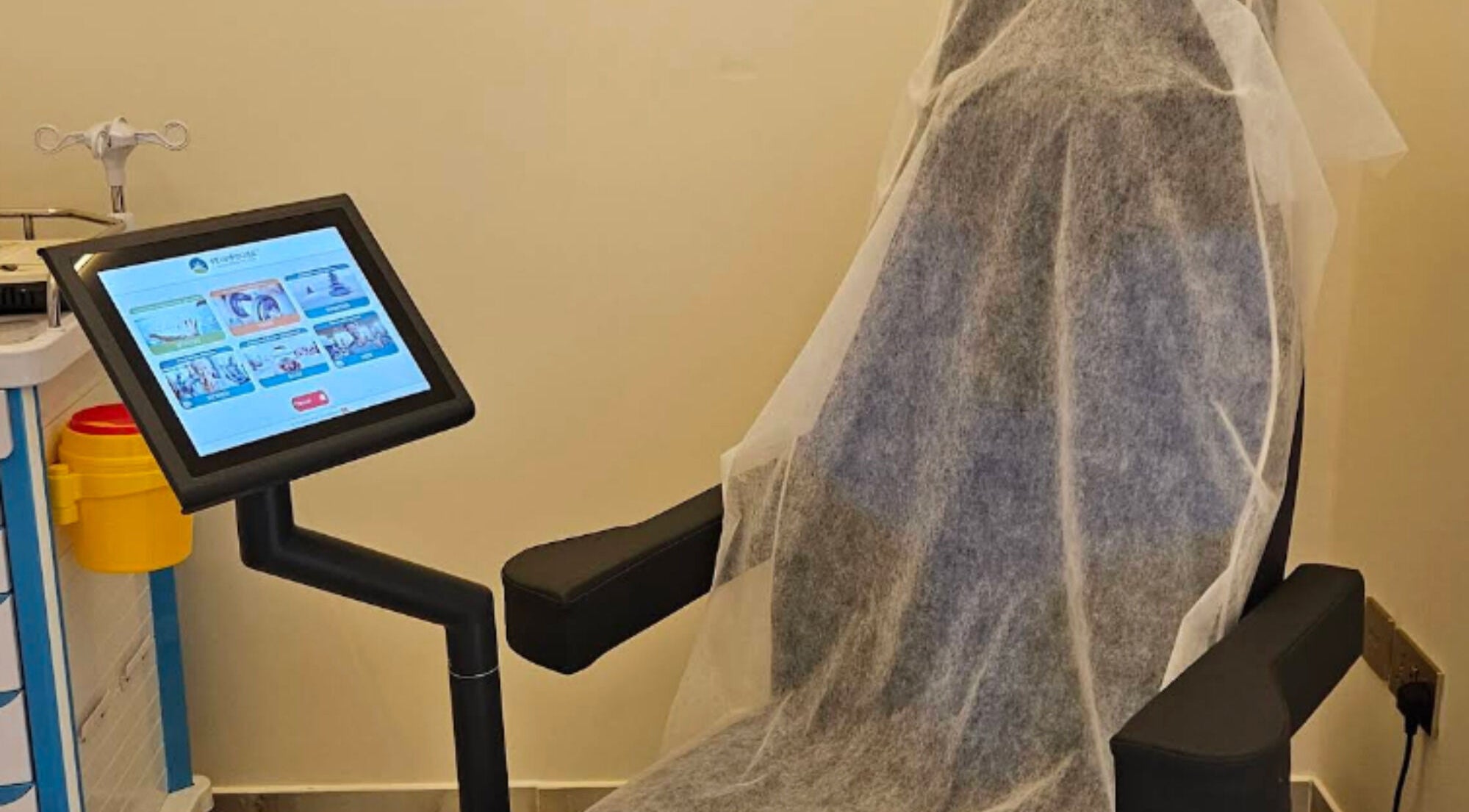 Advanced treatment chair at Aestilab 108 Clinic, Dubai, Dubai, AE, featuring modern touch screen technology.