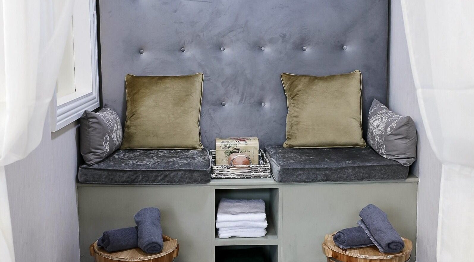 Elegant seating with cushions at B Beautiful, Dublin, County Dublin, IE offers a relaxing atmosphere.