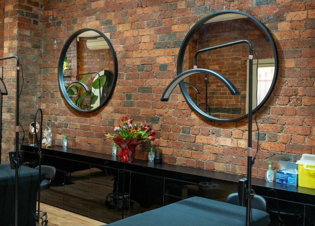 Chic interior of Tulip Beauty Lash and Brow, Melbourne, Victoria, AU with elegant mirrors and stylish decor.