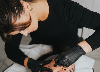 Expert esthetician performing facial treatment at Laura Sedge Beauty & Cosmetics, Morecambe, GB.