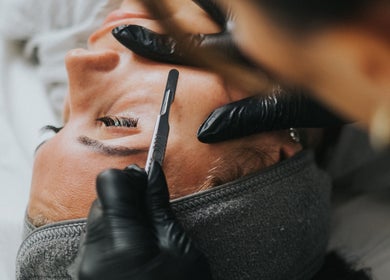 Facial treatment at Laura Sedge Beauty & Cosmetics, Morecambe, GB. Expert using scalpel for skincare.