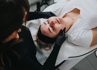 Facial treatment at Laura Sedge Beauty & Cosmetics, Morecambe, GB. Client enjoys a soothing skincare session.