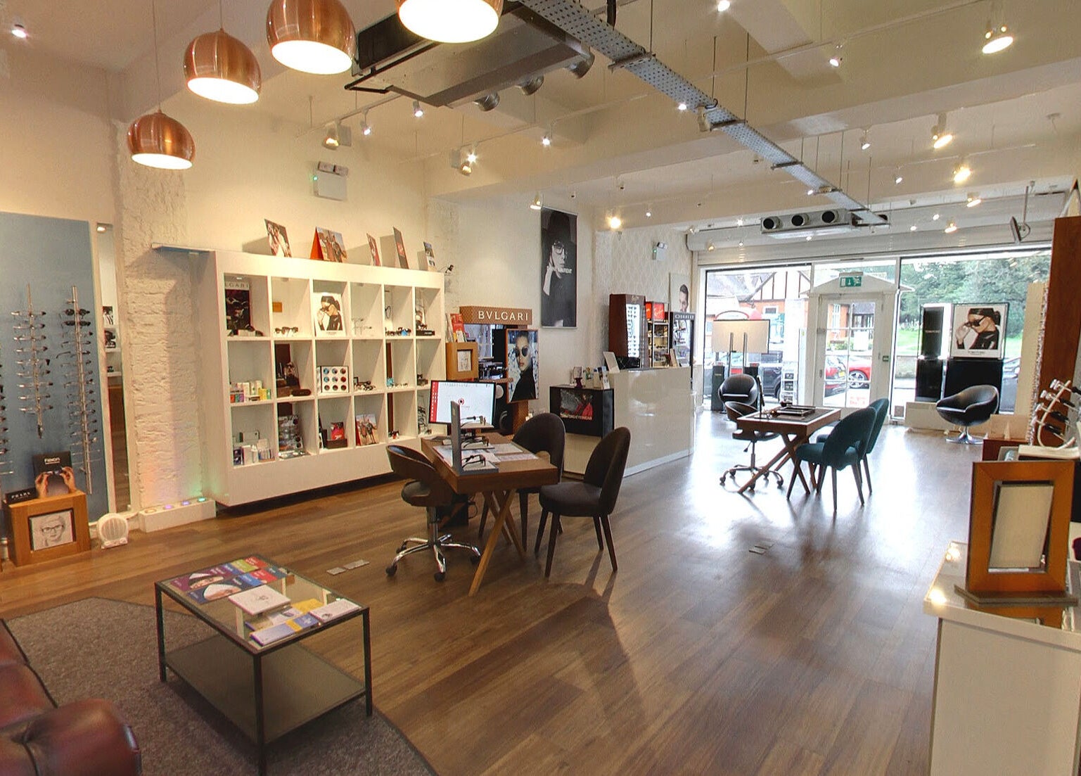 Modern interior of M S Kalsi Opticians - Banstead in Banstead, GB featuring stylish eyewear displays.