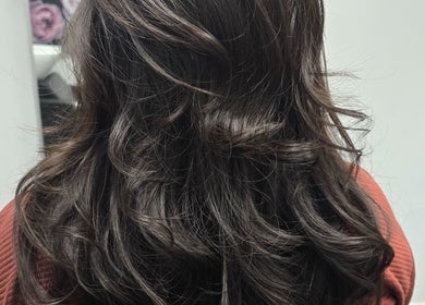 Luxurious wavy hairstyle at Eternal Young Salon, Calgary, Alberta, CA.