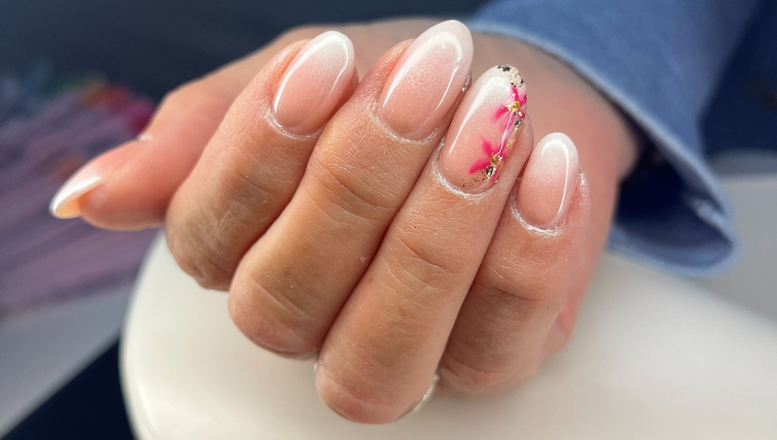 Beautiful nail art with pink floral design at Nails by Ciara Prout, Thurles, County Tipperary, IE.