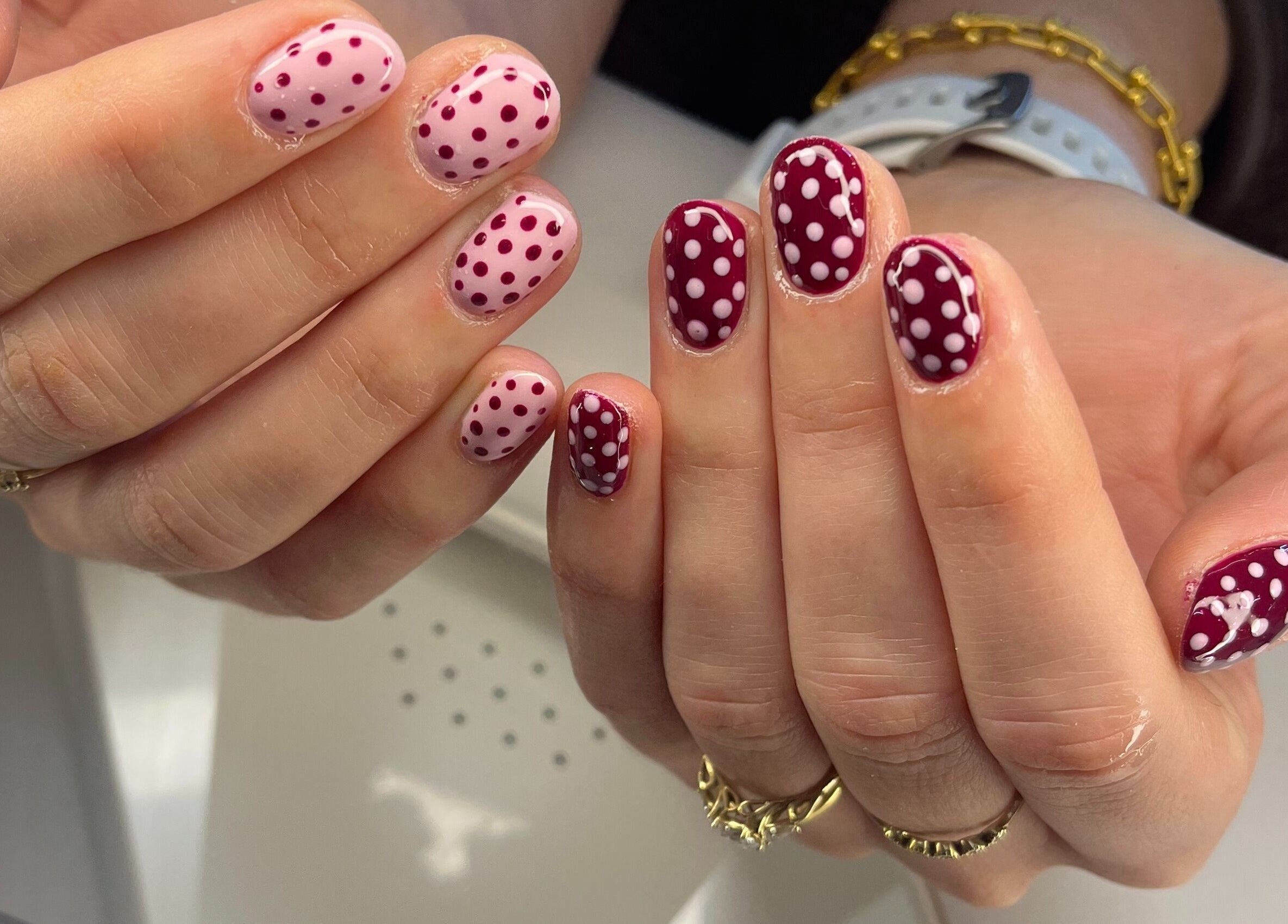 Polka dot nail art at Nails by Ciara Prout, Thurles, County Tipperary, IE, showcasing unique design.