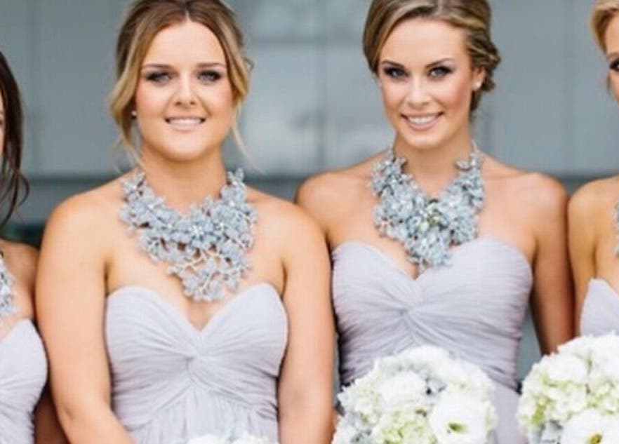 Bridesmaids in lavender dresses at Good Times & Tan Lines, Runaway Bay, Queensland, AU.
