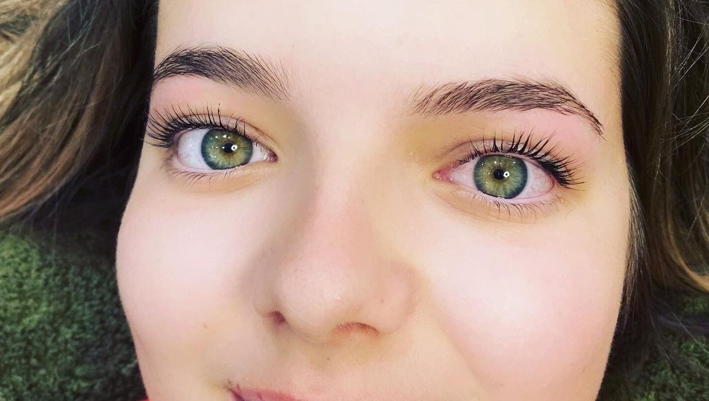 Close-up of bright eyes showcasing lash treatment at IrreSiStible Hair & Beauty, Exeter, England, GB.