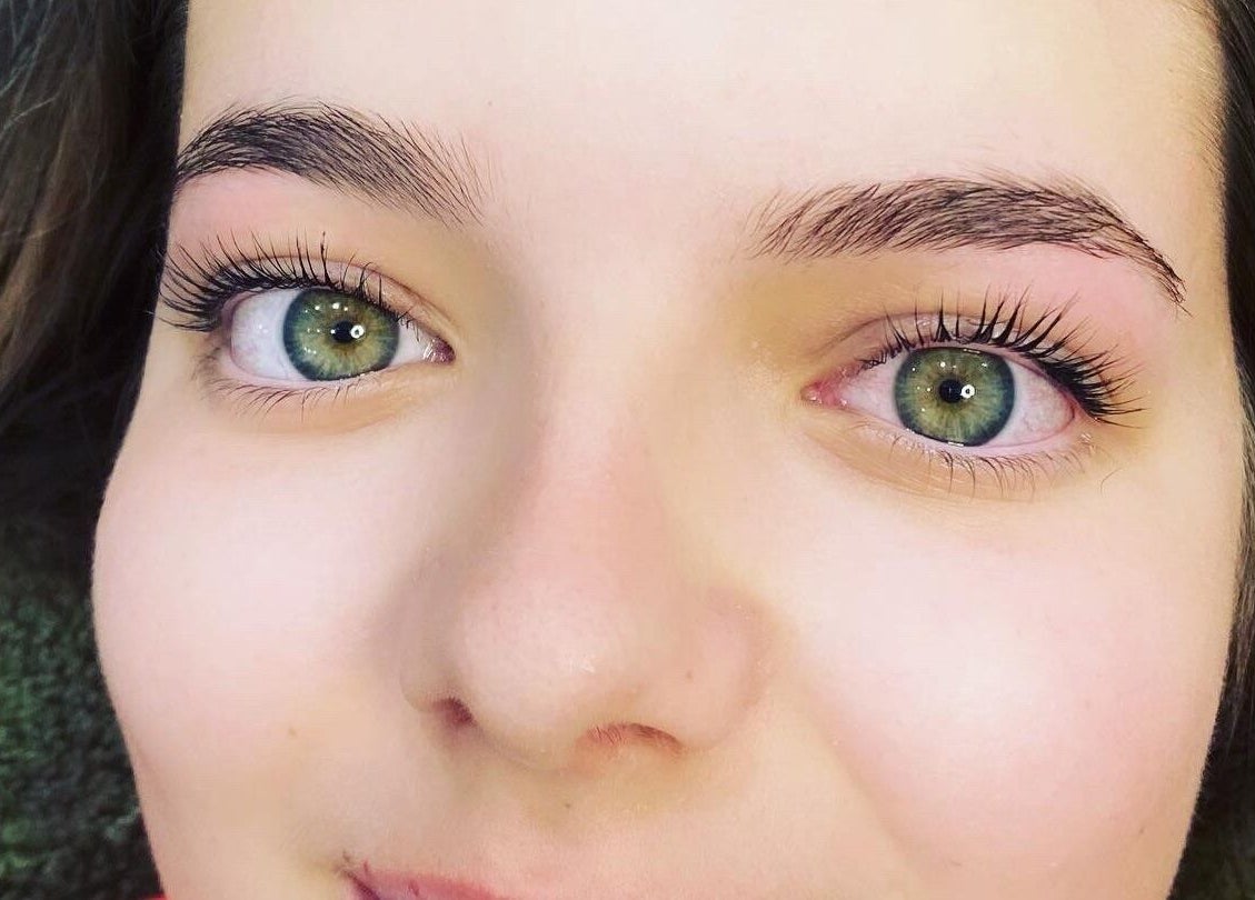 Close-up of bright eyes showcasing lash treatment at IrreSiStible Hair & Beauty, Exeter, England, GB.