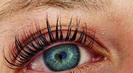 Close-up of styled eyelashes at IrreSiStible Hair & Beauty in Exeter, England, GB.