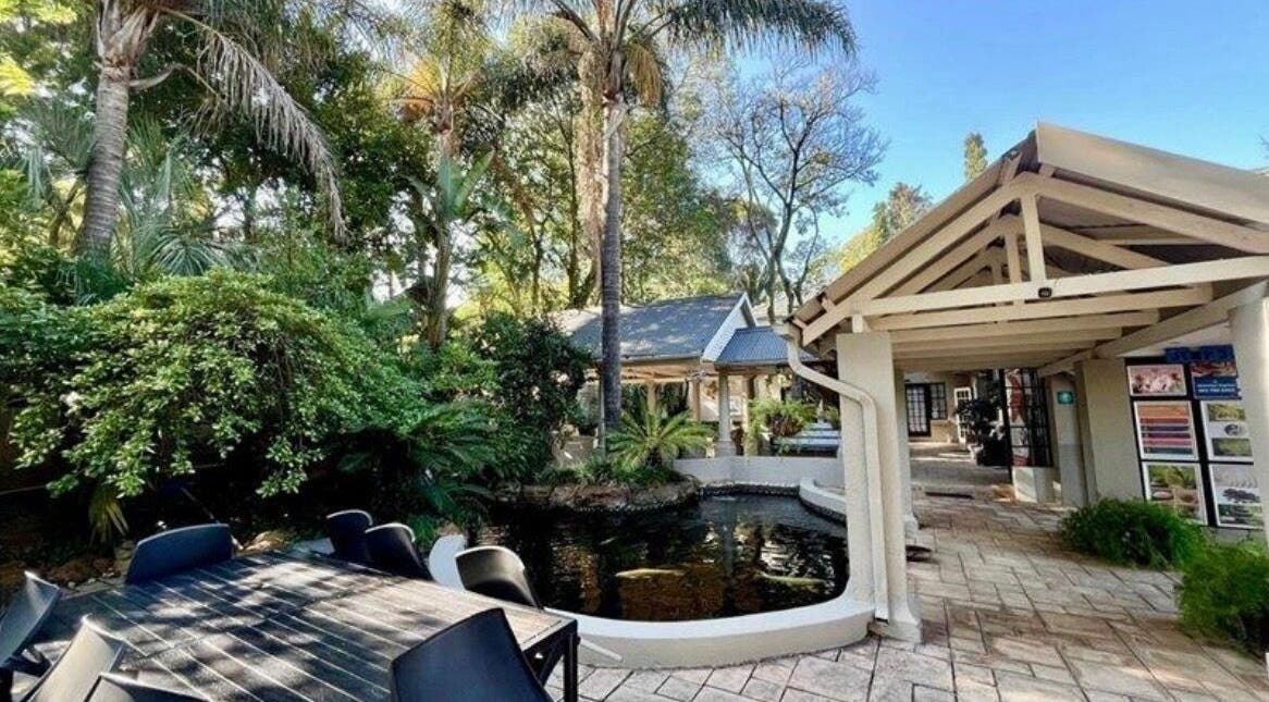 Serene garden view at MANONO Aesthetics and Wellness Clinic, Johannesburg, Gauteng, ZA.