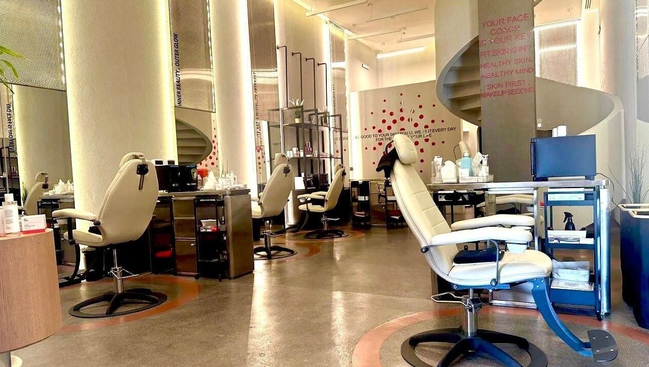 Luxurious salon interior at My Face, Riyadh, Riyadh Province, SA with stylish chairs and modern decor.