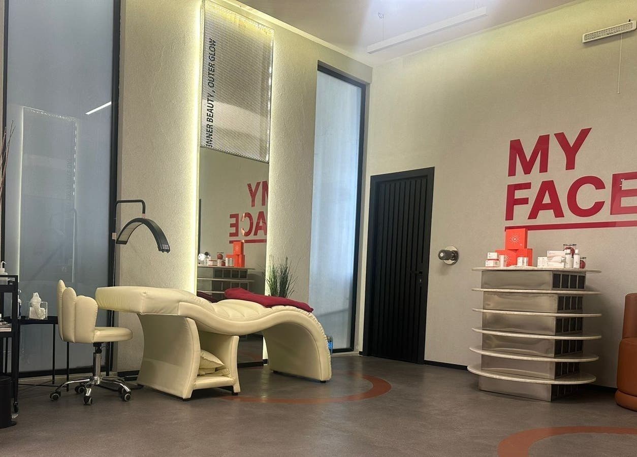 Relaxing interior of My Face spa in Riyadh, Riyadh Province, SA with modern decor and comfortable seating.
