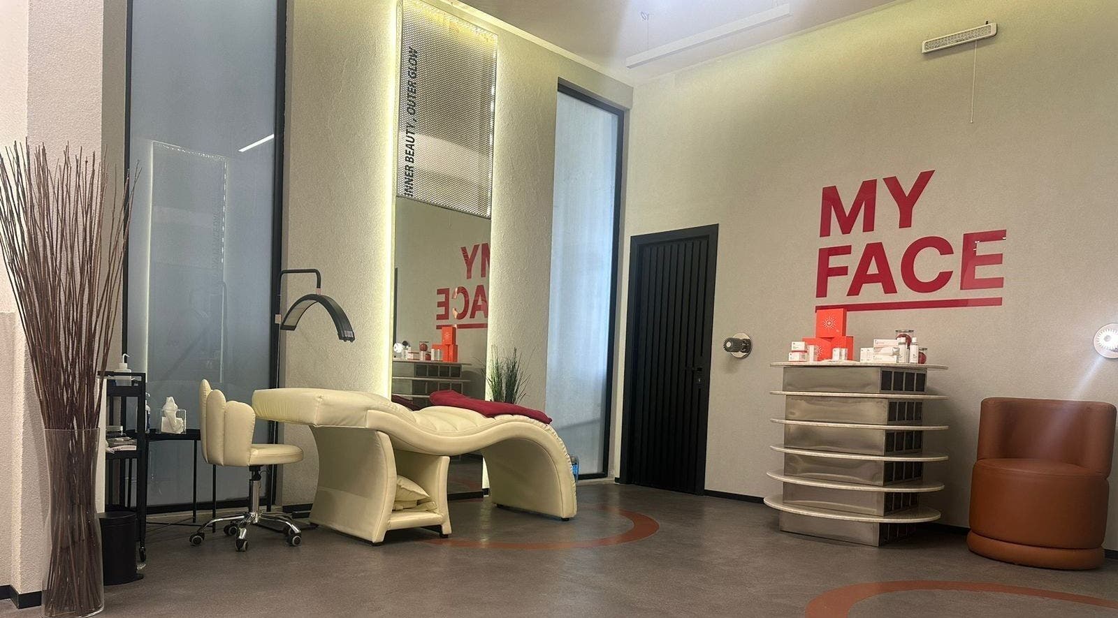 Relaxing interior of My Face spa in Riyadh, Riyadh Province, SA with modern decor and comfortable seating.