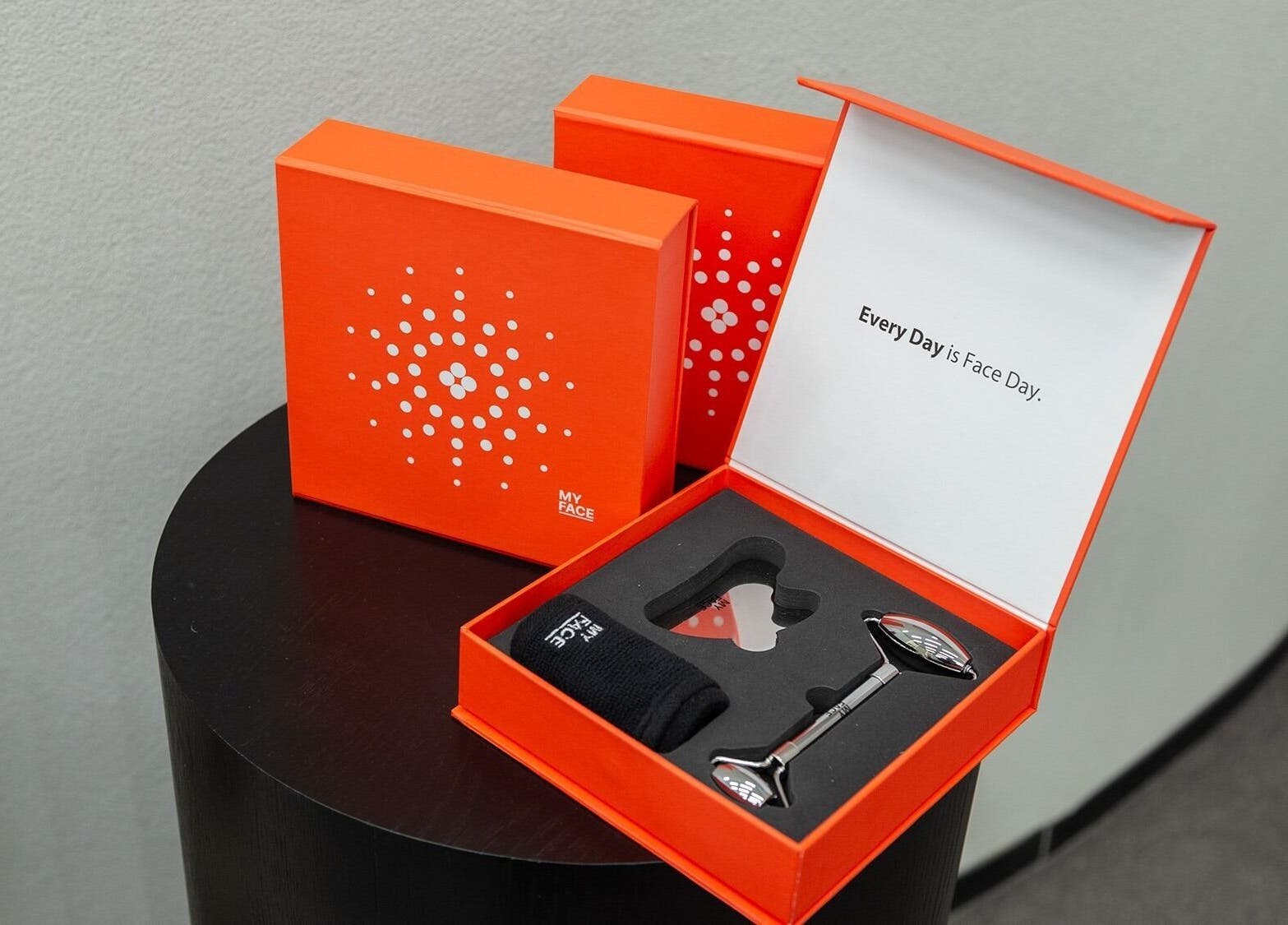 My Face skincare kit in orange box with skincare tools, Riyadh, Riyadh Province, SA.