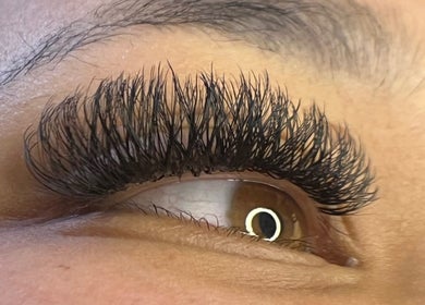 Close-up of eyelash extensions at Samaj Beauty Projects, Cape Town, Western Cape, ZA.