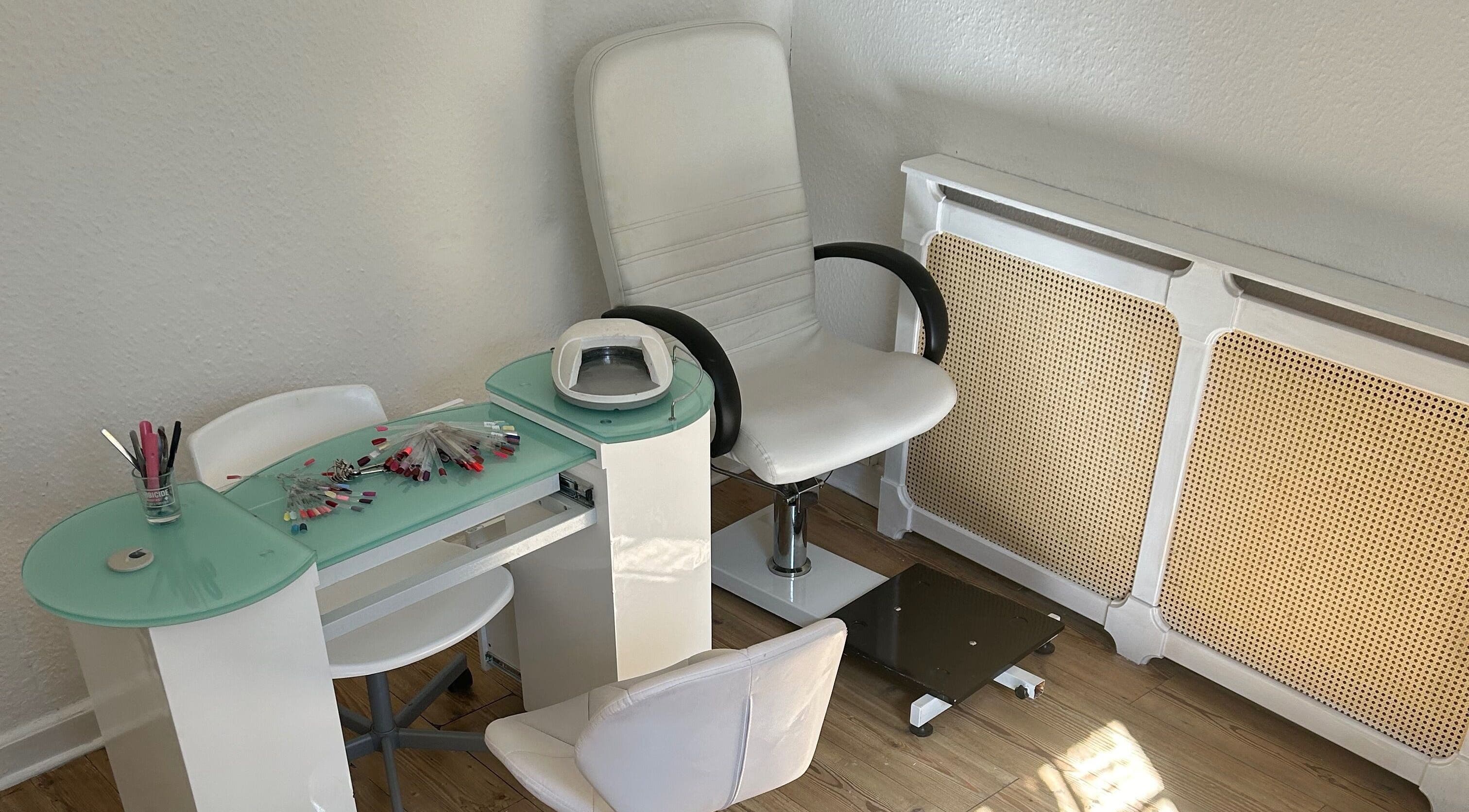 Elegant manicure area at Beauty Worx, Taunton, England for nail services.