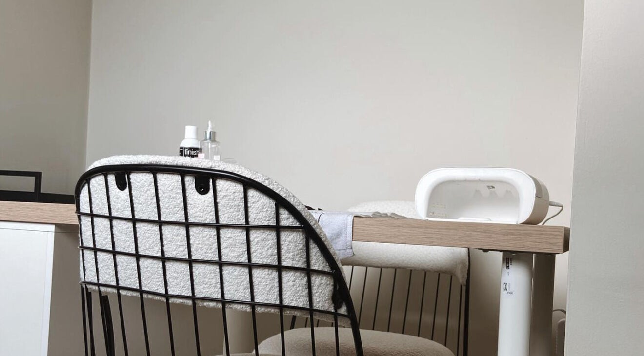 Beauty treatment desk at Bare Faced by Elle in Middlesbrough, England, GB, featuring a modern setup.