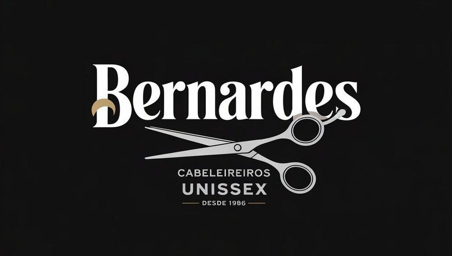 Logo de Bernardes Cabeleireiros, São Paulo, São Paulo, BR, destacando tesouras estilizadas.