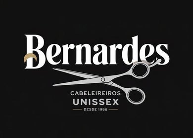 Logo de Bernardes Cabeleireiros, São Paulo, São Paulo, BR, destacando tesouras estilizadas.