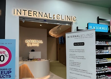 Entrance of Internal Clinic in Chatswood, New South Wales, AU, showcasing modern reception and wellness services.