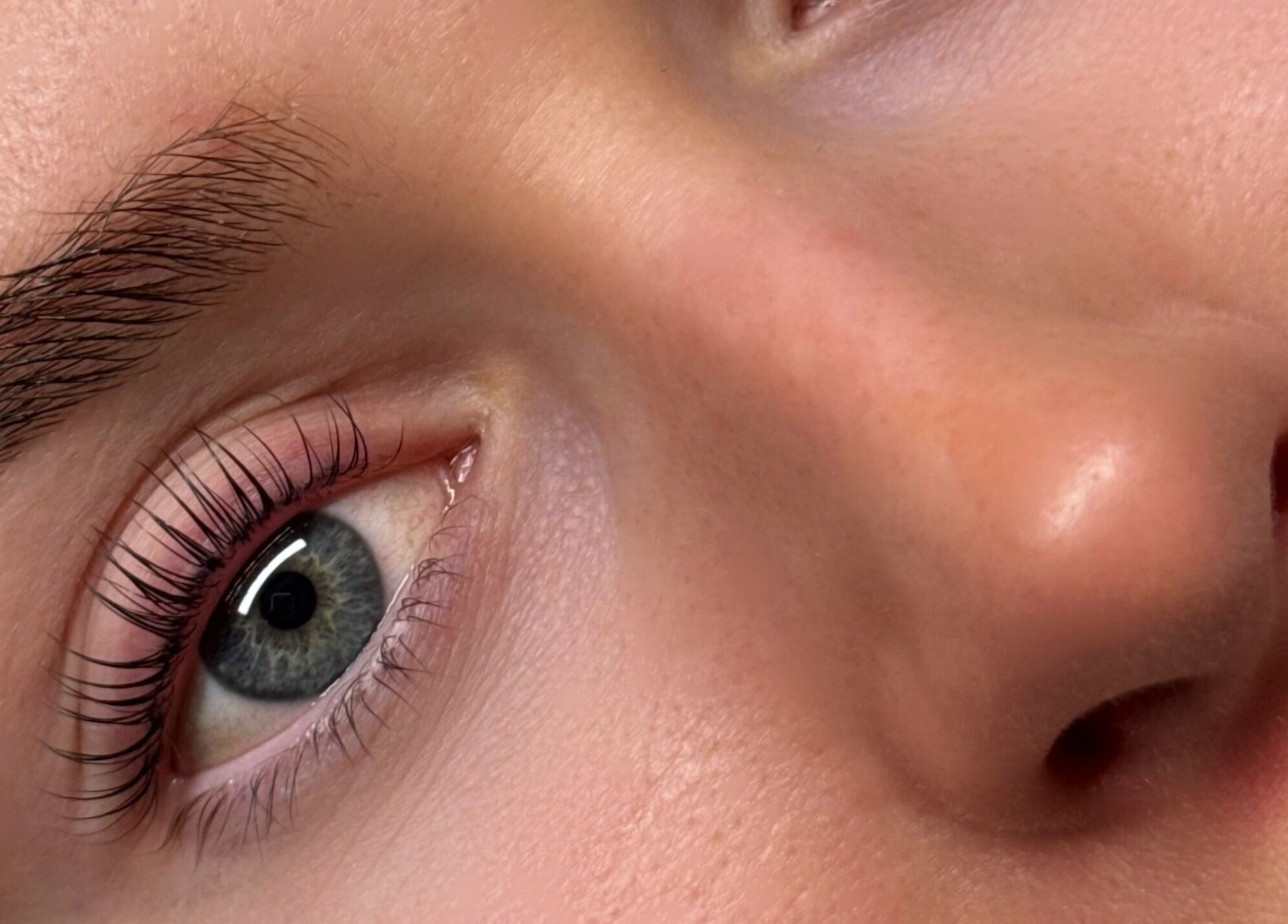 Close-up of expertly lifted lashes at The Lash Abode by Jade, Berkeley, New South Wales, AU.