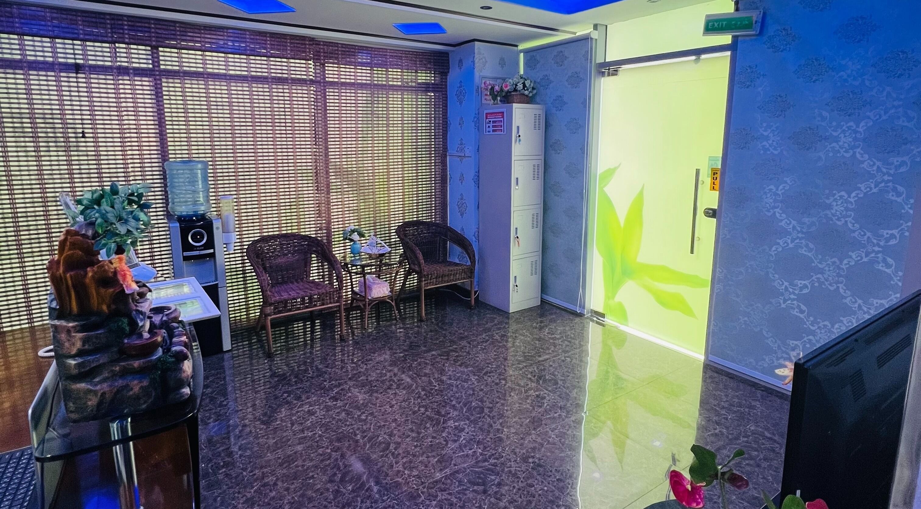 Welcoming lobby at Natural Spa DMCC in Dubai, Dubai, AE, featuring cozy wicker chairs and soothing decor.