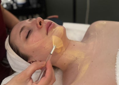 Facial mask application at The Pampered Cow, Hixon, England, GB, enhancing skin wellness and relaxation.
