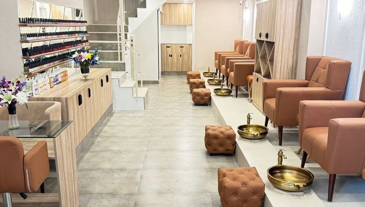 Elegant pedicure chairs at The Mani Pedi Spa, AIPL Joy Street, Gurugram, Haryana, IN, offering premium pampering.