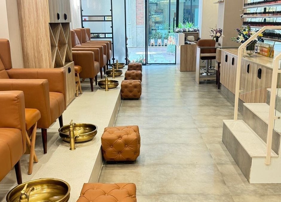 Luxurious pedicure chairs at The Mani Pedi Spa, AIPL Joy Street, Gurugram, Haryana, IN.