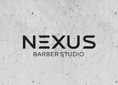 Logotipo do Nexus Barber Studio em Queluz, Lisboa, PT, num design moderno e minimalista.