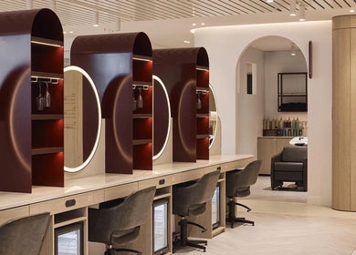 Chic vanity stations at The Colour House in Sydney, New South Wales, AU offering a modern beauty experience.