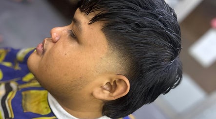 Close-up of a trendy fade haircut at Eden Barber, Ulu Tiram, Johor, MY.