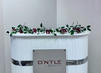 Reception desk at Luxxe Beauty Spot adorned with greenery, Roodepoort, Gauteng, ZA.