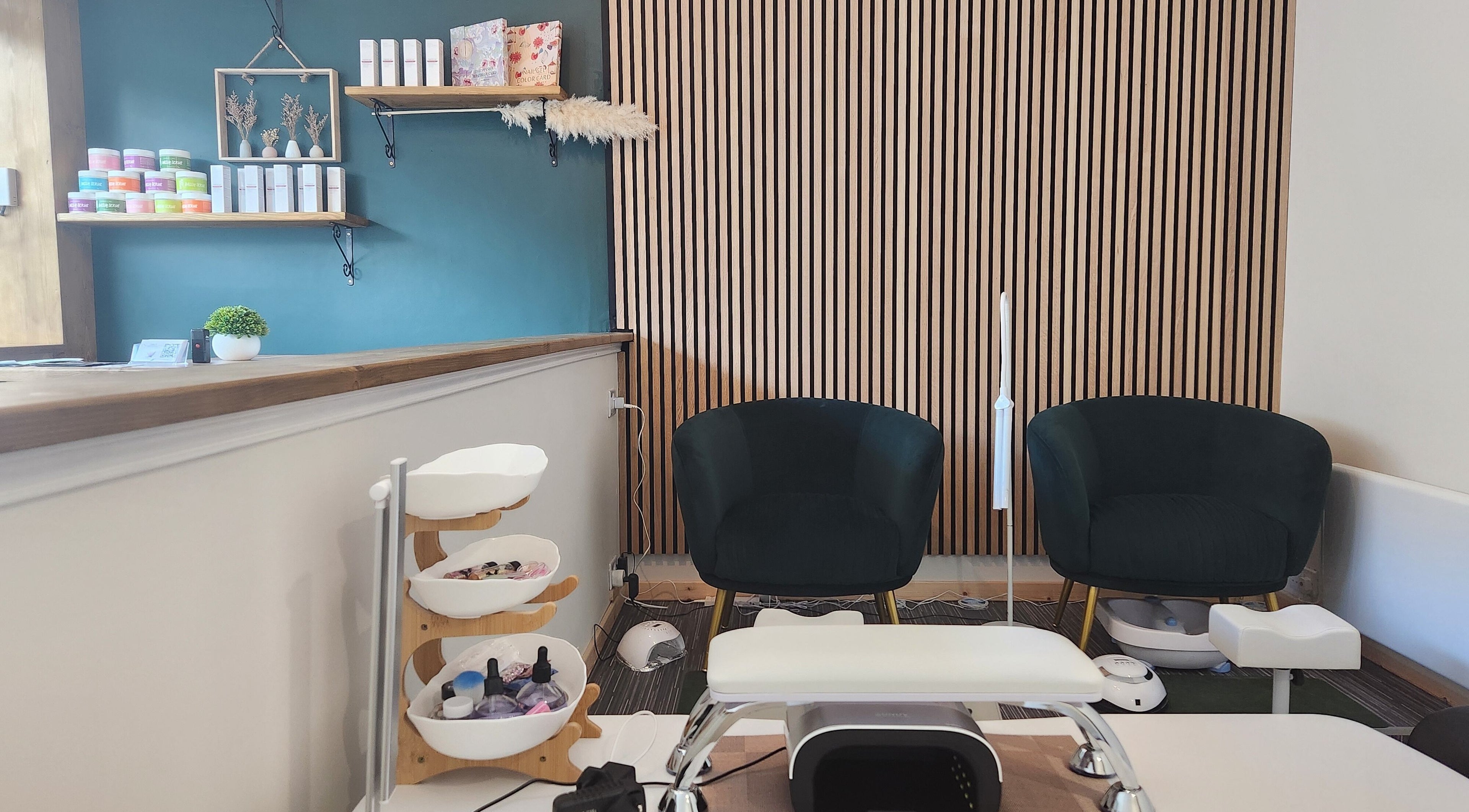 Inviting interior at Next Level Spa & Beauty, Wallsend, England, GB, featuring elegant seating and beauty products.