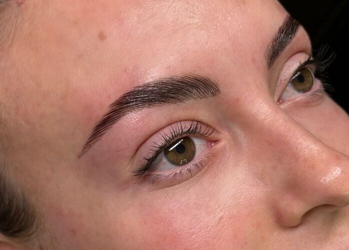 Close-up of well-groomed eyebrows at By Paras, Carindale, Queensland, AU.