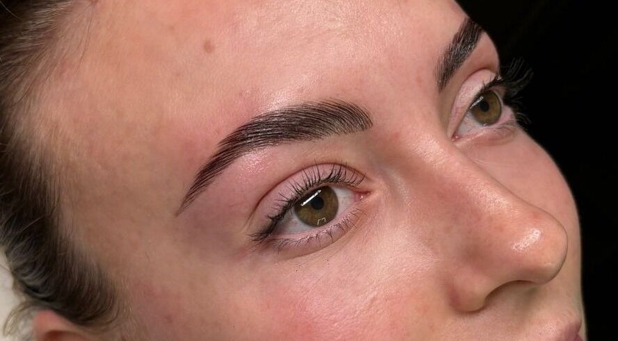 Close-up of well-groomed eyebrows at By Paras, Carindale, Queensland, AU.