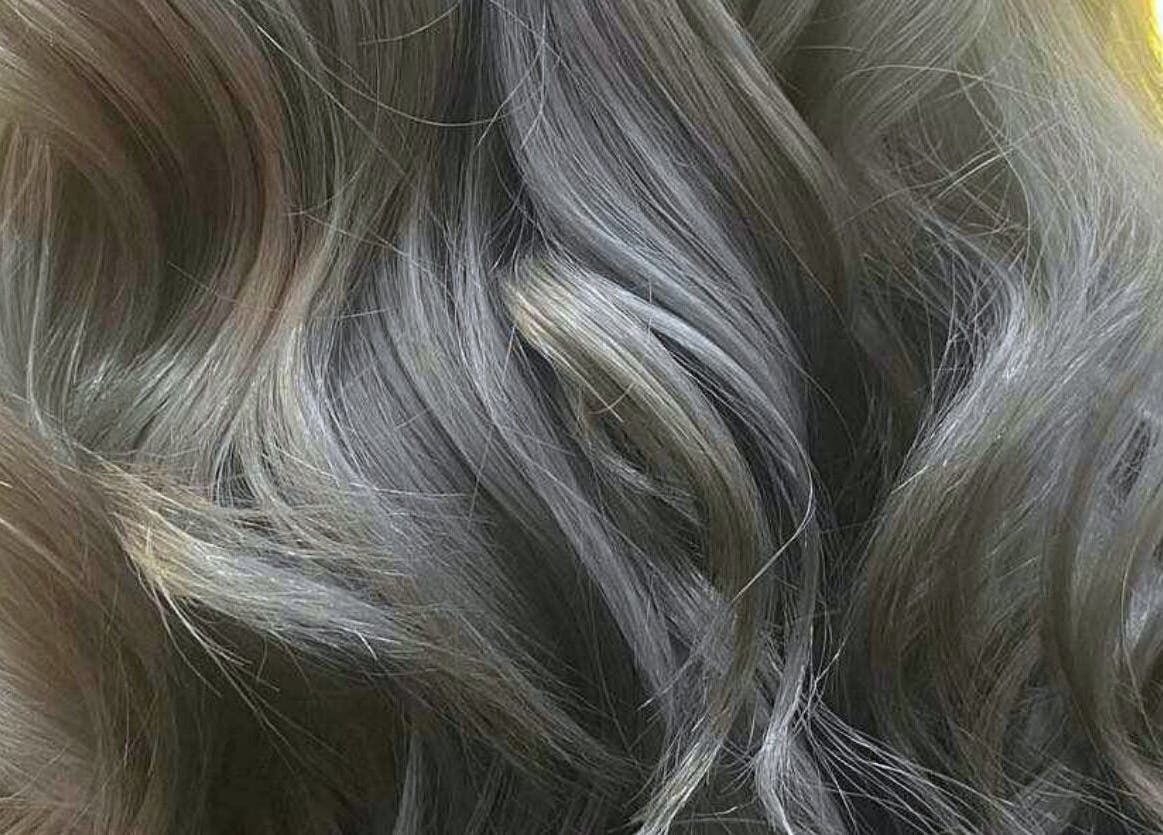 Elegant silver hair waves styled at Daily Lounge Salon, Makati, Metro Manila, PH.