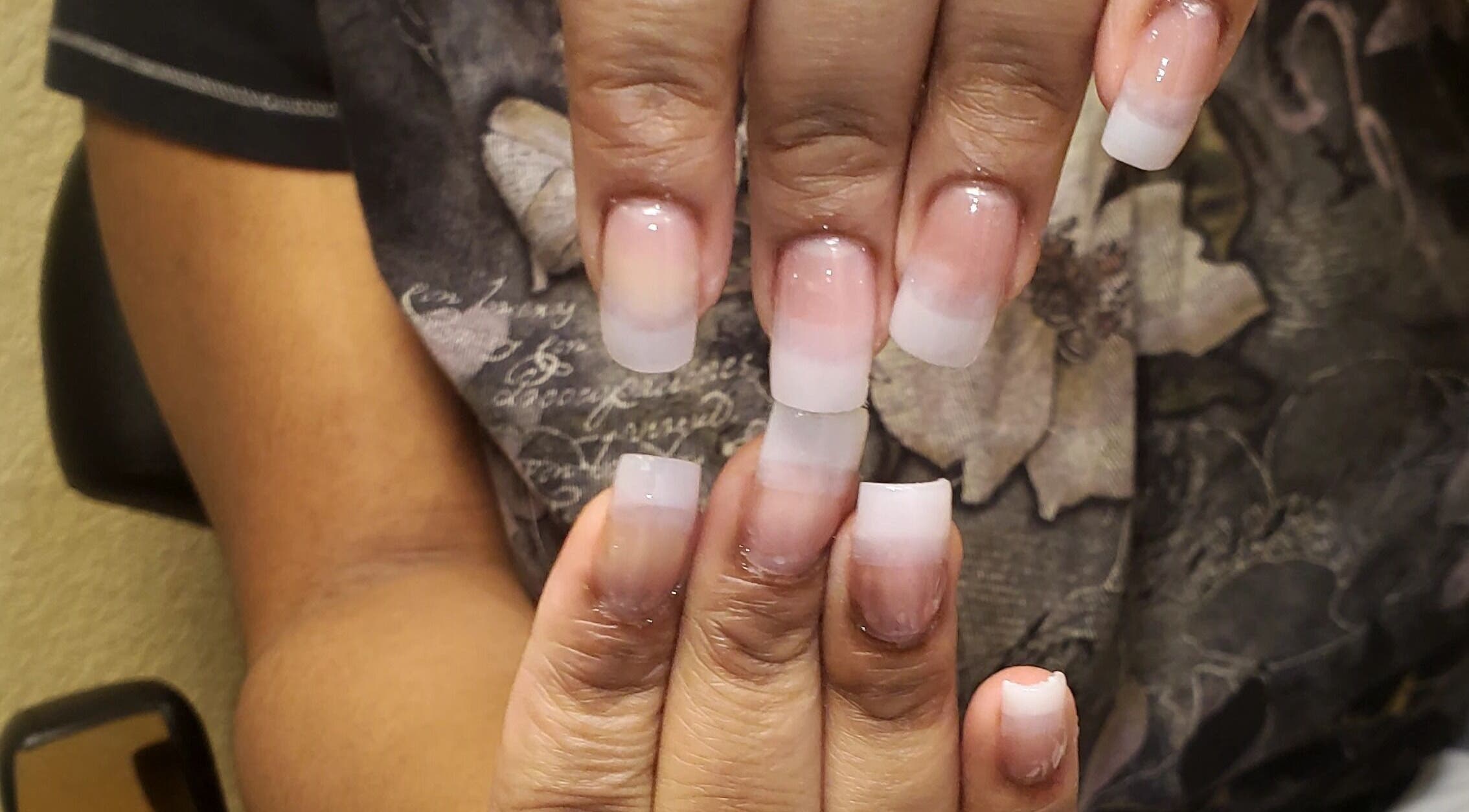 Styled French manicure nails at Nails by Coco LLC, Van Buren, Arkansas, US.