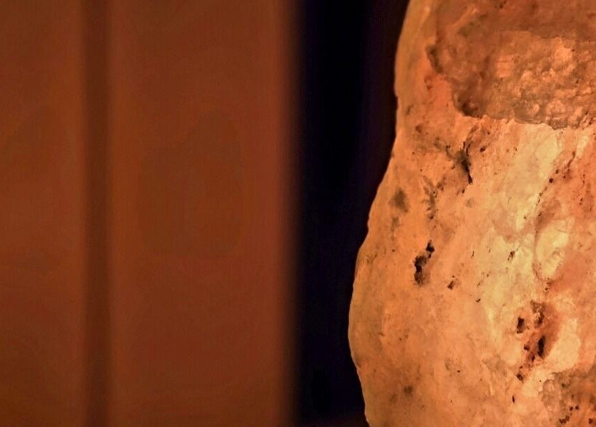 Glowing salt rock at Simply Salt Wellness & Salt Cave, Welland, Ontario, CA, promoting relaxation and wellness.
