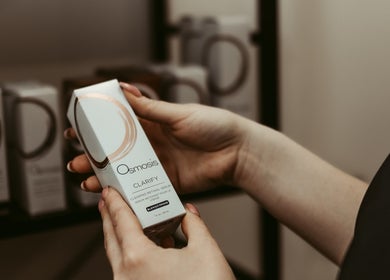 Close-up of Osmosis Clarify serum at Xelia Hair & MediSpa inc, Moncton, New Brunswick, CA.