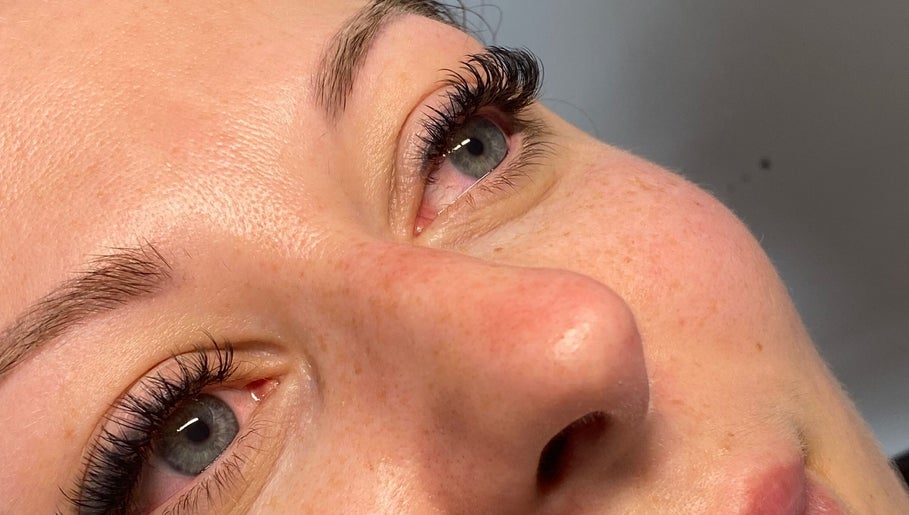 Close-up of perfected lashes at Adoré Studio, Hatfield, England, GB, showcasing expert beauty treatment.