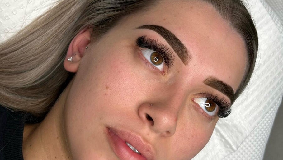 Close-up of styled eyebrows and lashes at The Beauty Lounge Geelong, North Geelong, Victoria, AU.