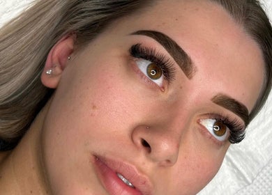 Close-up of styled eyebrows and lashes at The Beauty Lounge Geelong, North Geelong, Victoria, AU.