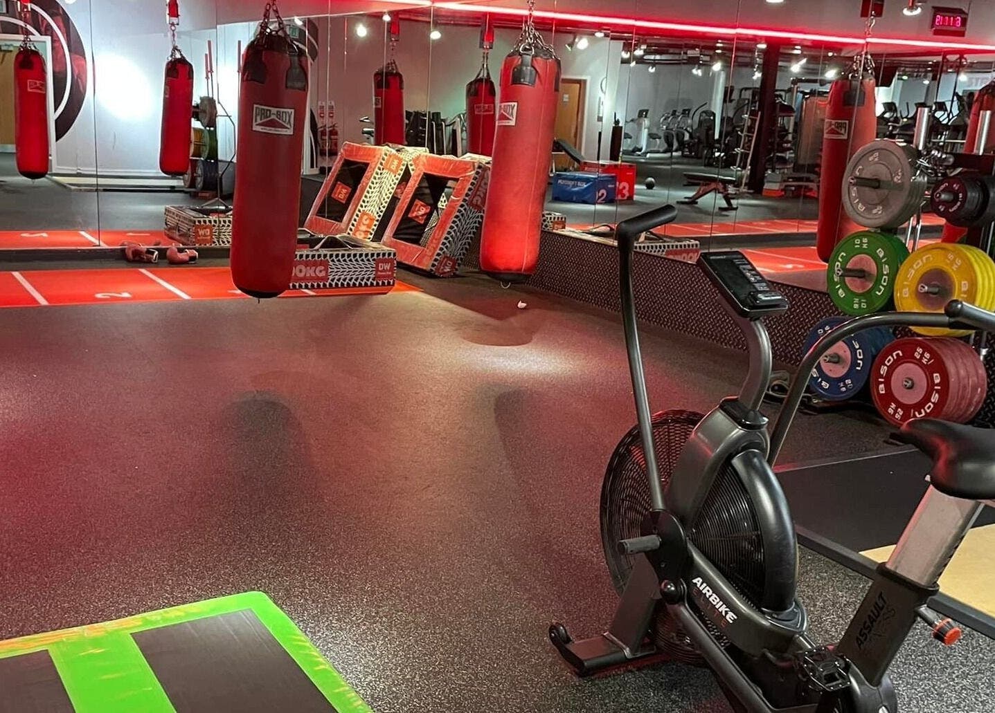 Mode1 Fitness at Everlast Gyms Bangor features punching bags, weights, and exercise equipment in Bangor, Northern Ireland, GB.