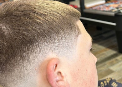 Close-up of a precision haircut at LS Cuts, Scunthorpe, England, GB. Showcasing a sleek style.