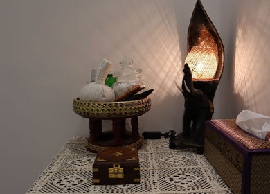 Traditional Thai decor at Thai House Beauty and Spa, Abu Dhabi, AE creates a peaceful ambiance.